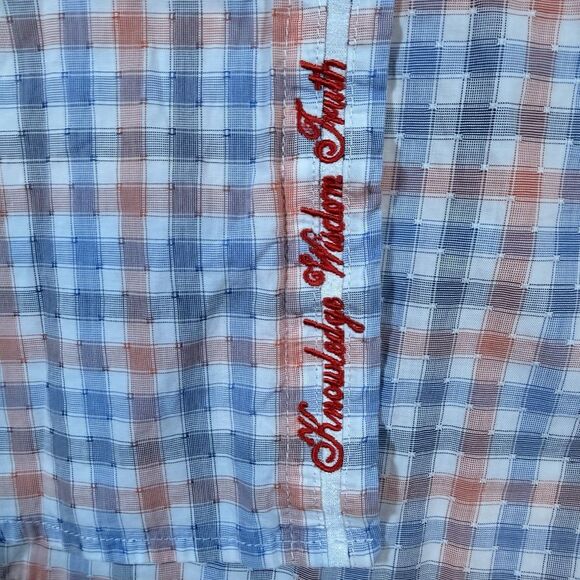 Robert Graham Mens Long Sleeve Shirt XL Button-Up Flip Cuff Blue/Orange Plaid - Picture 4 of 6